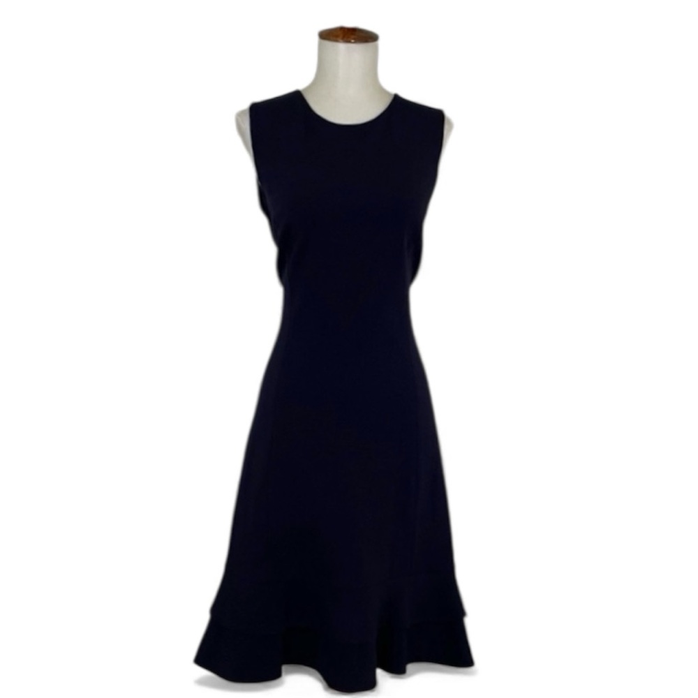 Diane Von Furstenberg Jacey Dress Women’s 2 Navy Crew Neck Sleeveless Tiered Hem